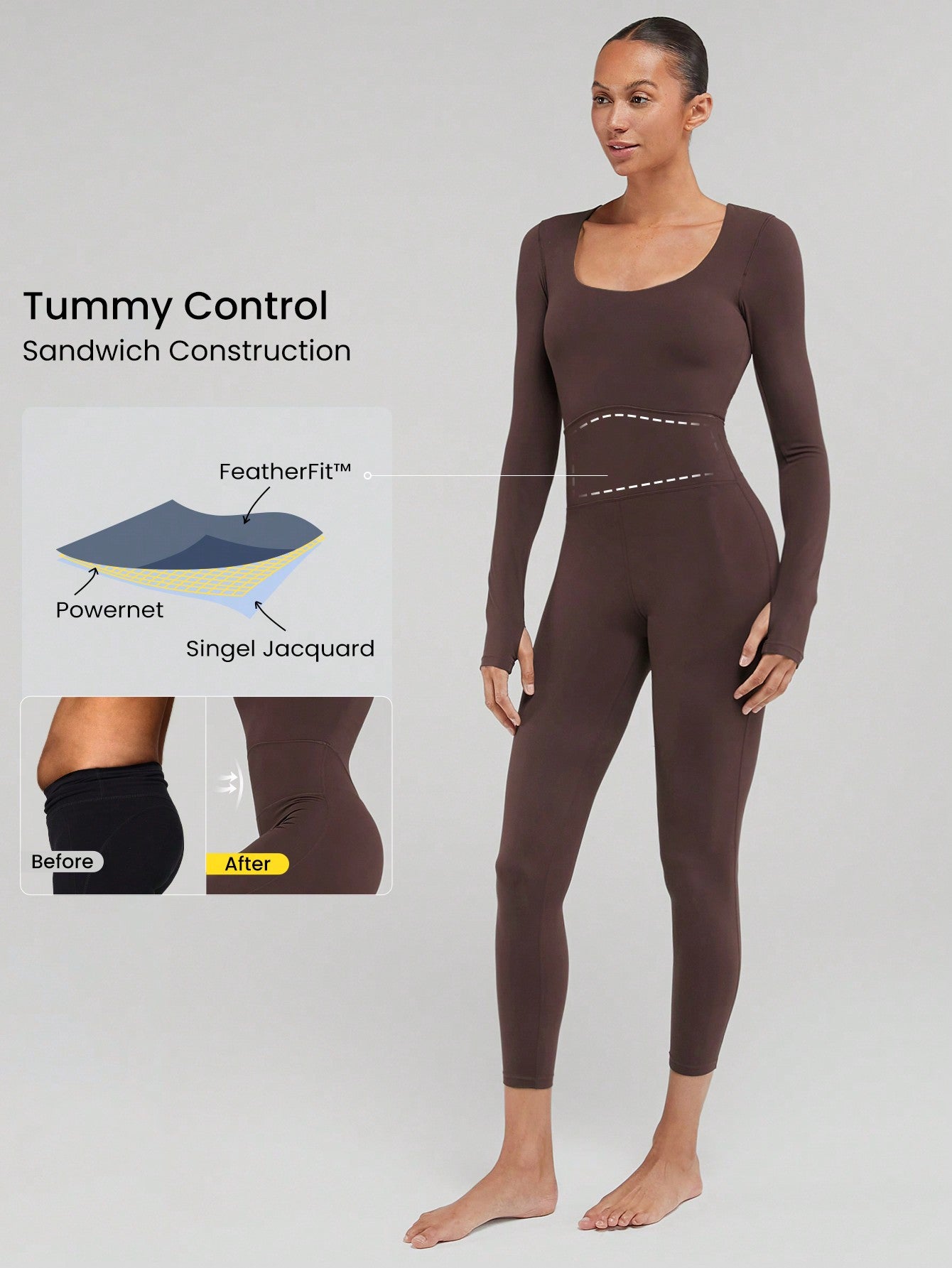 Macacão Controle De Barriga Tecnologia Featherfit™