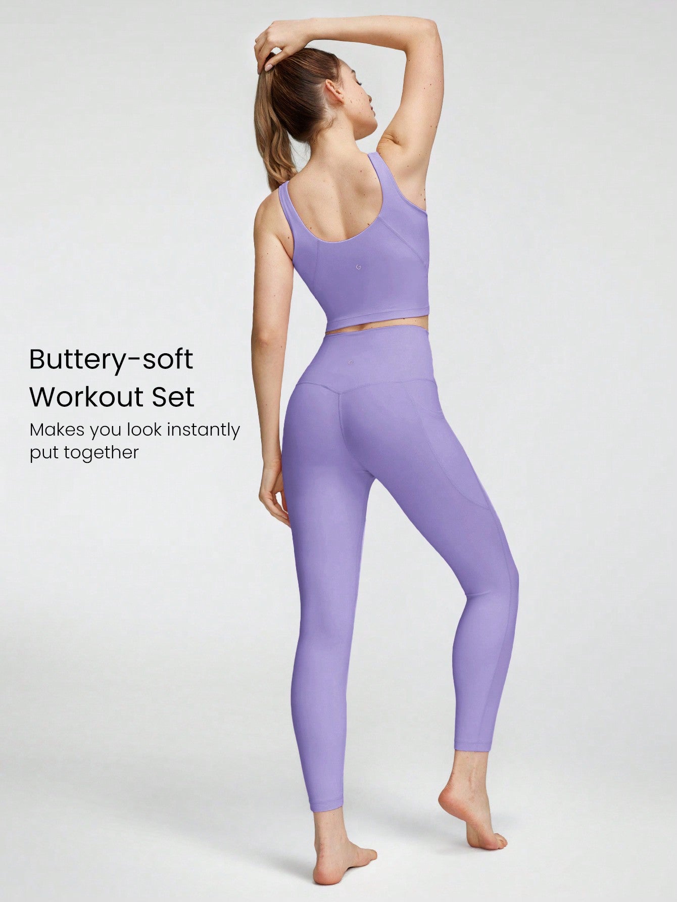 Conjunto De Top e Leggings Com Cintura Alta Tecnologia FeatherFit™