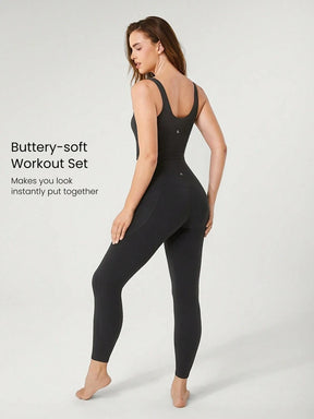 Conjunto De Top e Leggings Com Cintura Alta Tecnologia FeatherFit™